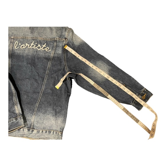 🆕 FREE PEOPLE - Sandrine Rose Oversized Denim Jacket “not yours” “l’artiste" - Picture 6 of 9